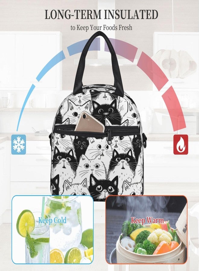 bassyil Cat Insulated Lunch Bag Reusable Lunch Box With Adjustable Shoulder Strap Cooler Tote Bag For Men Women - Image 5